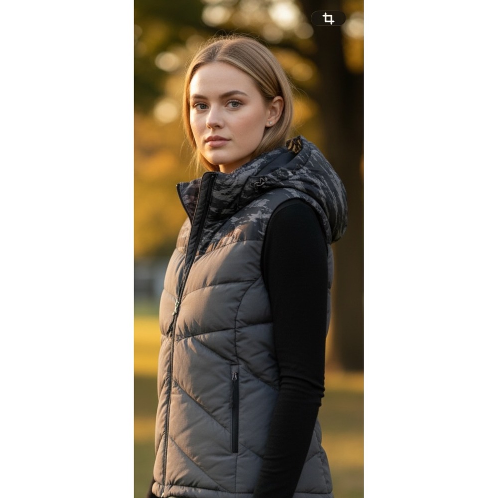 The North Face Women's Gray Puffer Vest Hooded Insulated Zip Outerwear Size‎ SP
